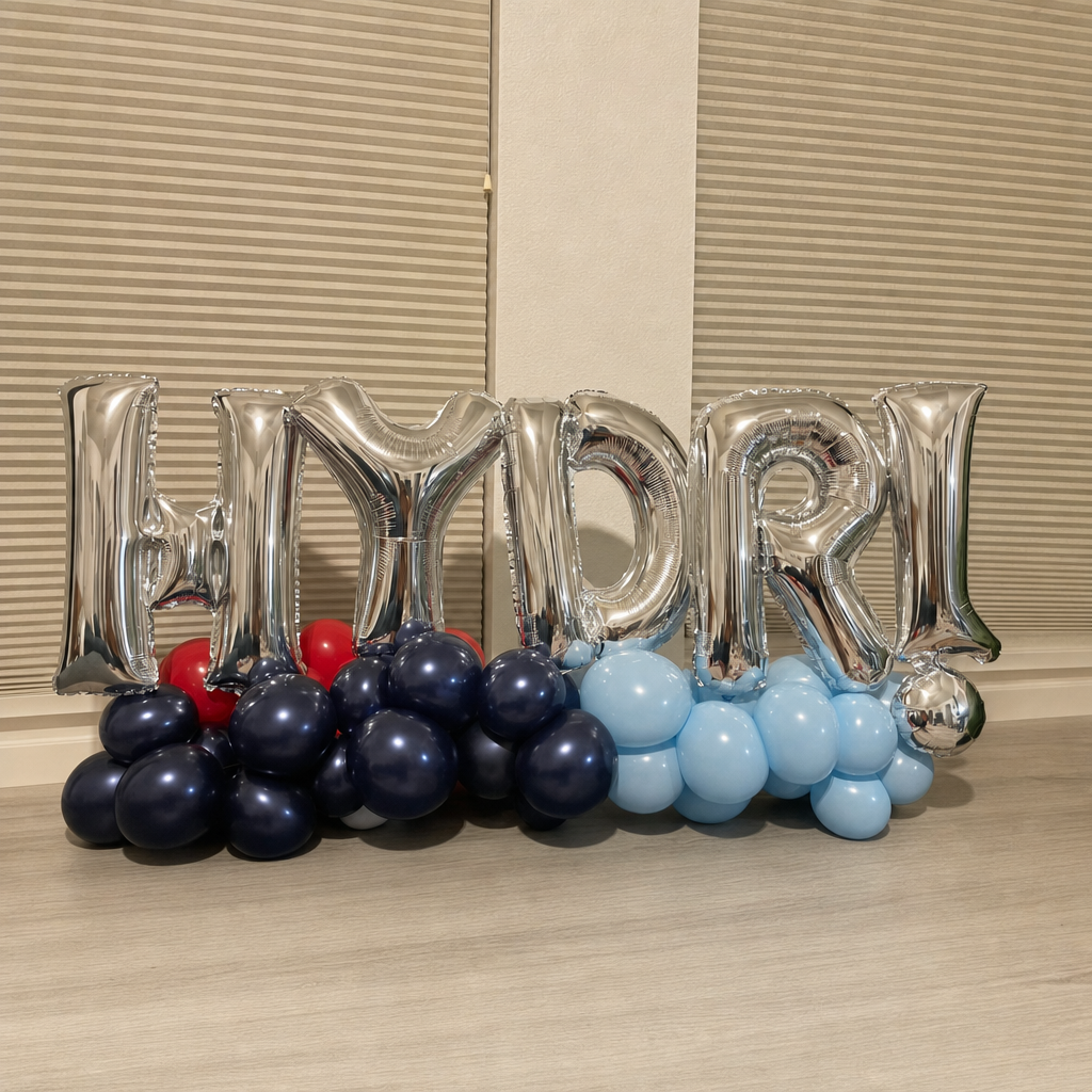 Silver custom balloon letter display